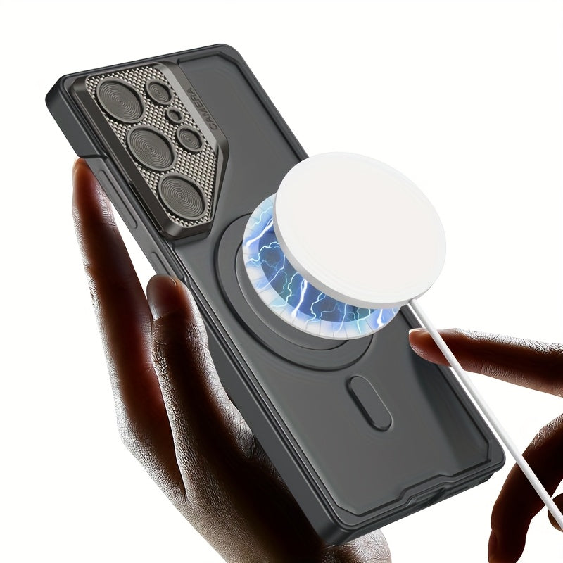 Magnetic Lens Cover Stand Case for Samsung Galaxy S25 Ultra