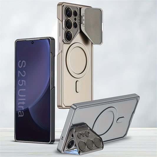 Magnetic Lens Cover Stand Case for Samsung Galaxy S25 Ultra