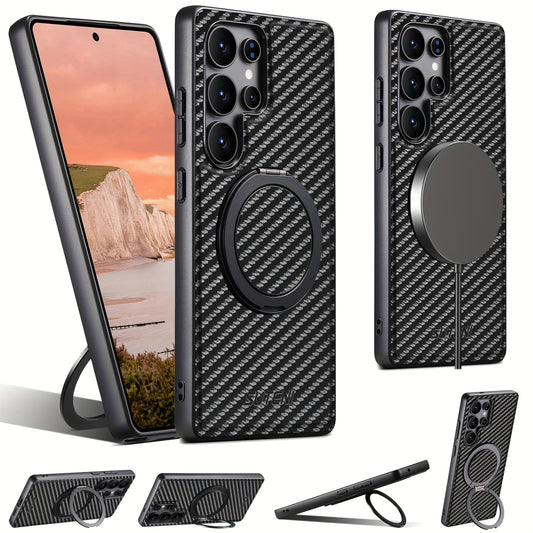 MagSafe-Ready Carbon Fiber Leather Case For Galaxy S Series