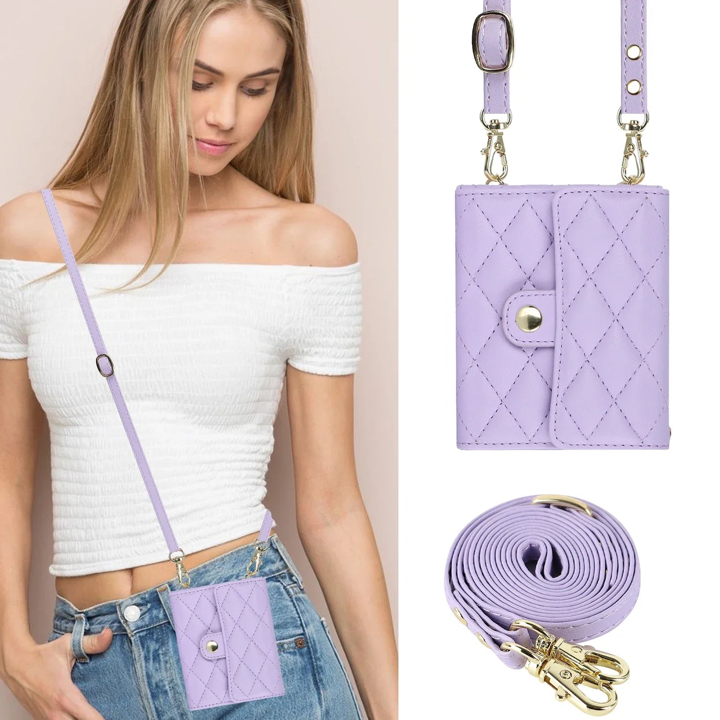 Crossbody Leather Case for Galaxy Z Flip 3-6
