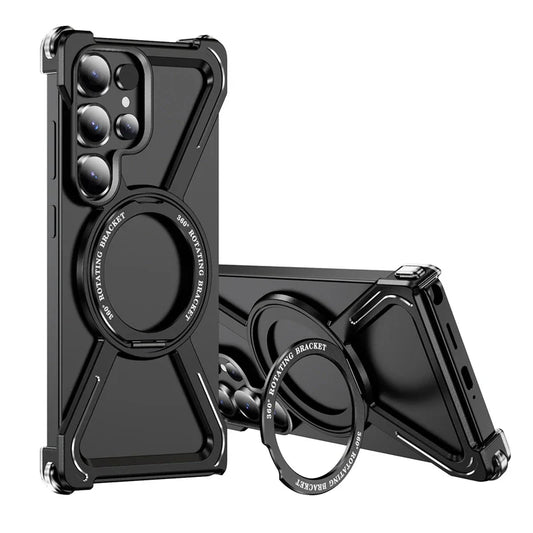 MagFrame 360 – Heavy-Duty Magnetic Aluminum Case with Rotating Stand for Galaxy S Ultra Series
