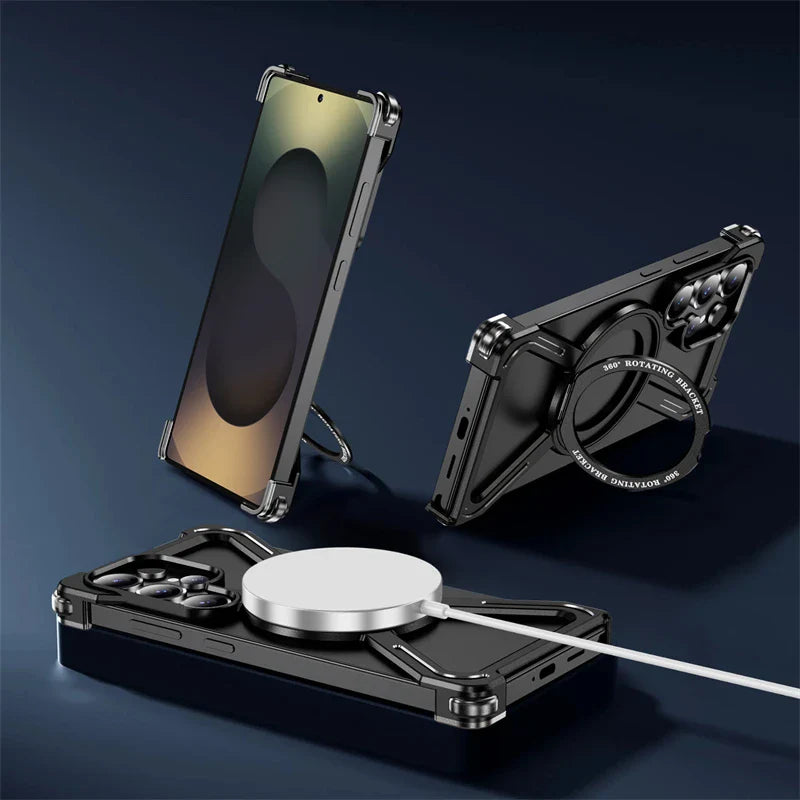 MagFrame 360 – Heavy-Duty Magnetic Aluminum Case with Rotating Stand for Galaxy S Ultra Series