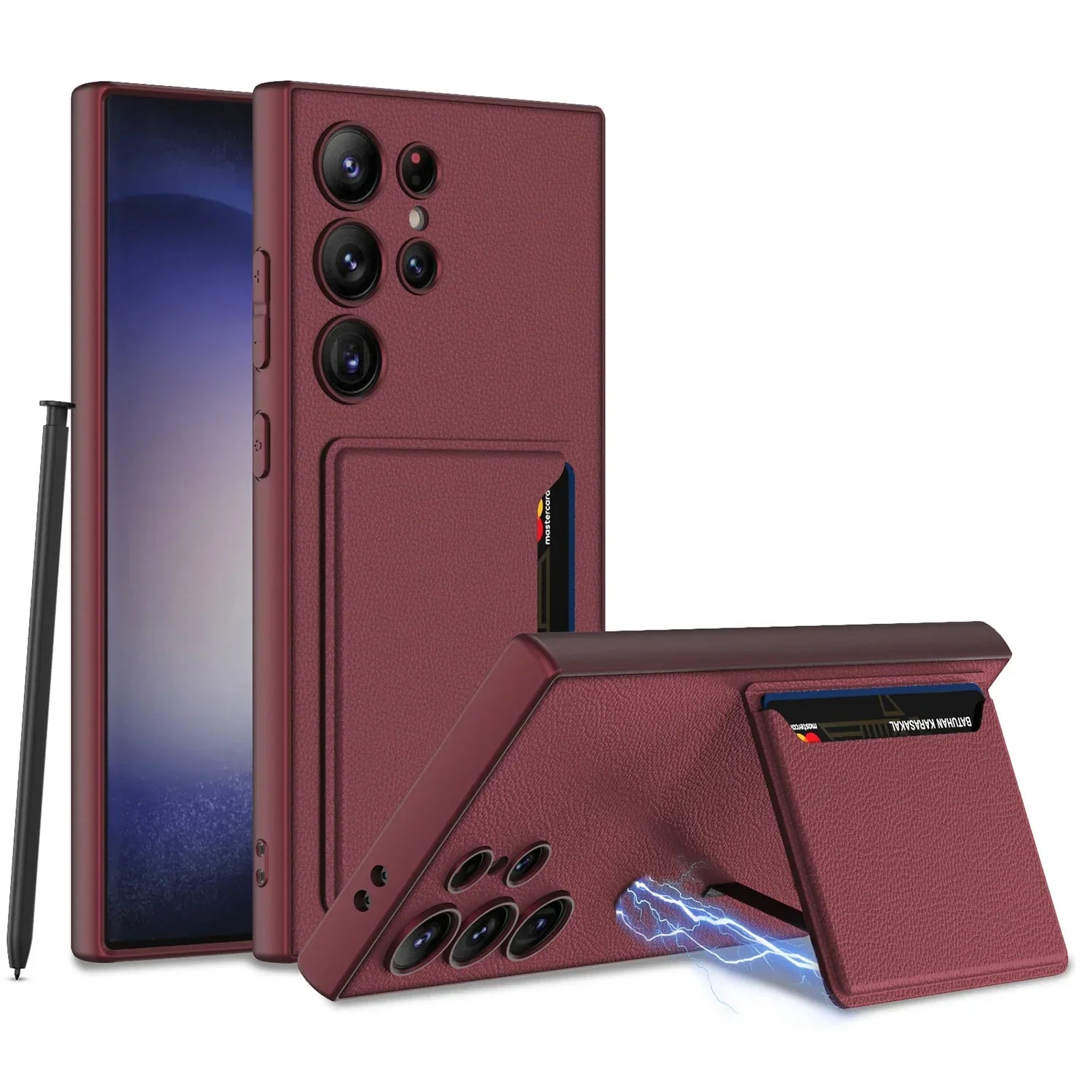 Ultra Thin Leather S24 Ultra Case with Magnetic Card Bag - Odin case
