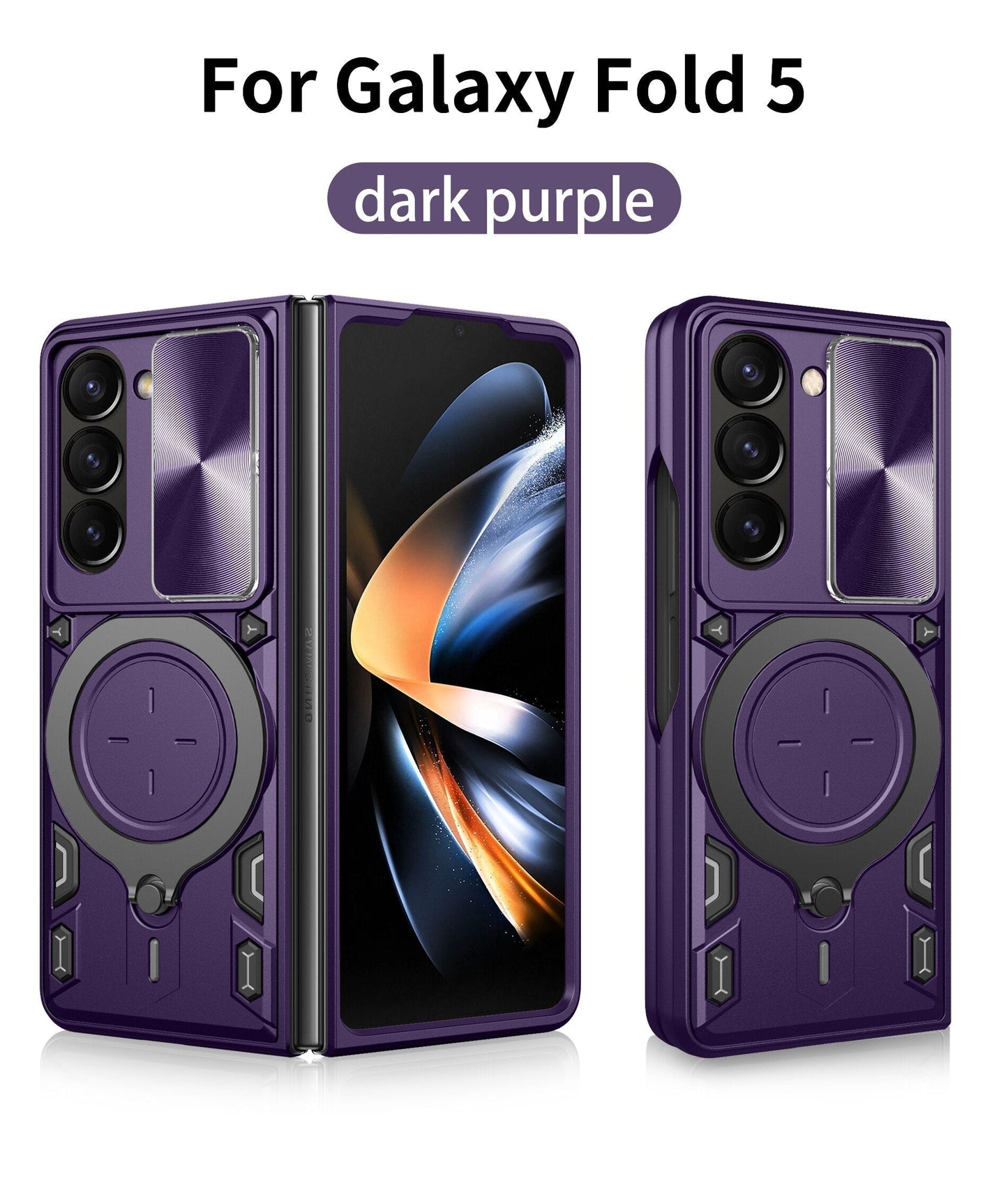 Magnetic Armor Case with Ring & Window Camera Protector For Galaxy Z Fold 5