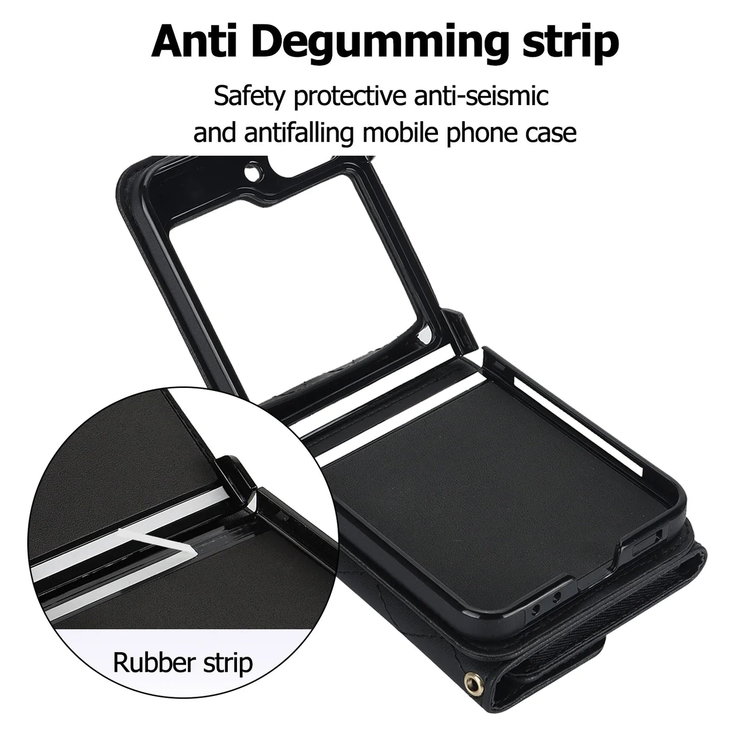 Crossbody Leather Case for Galaxy Z Flip 3-6