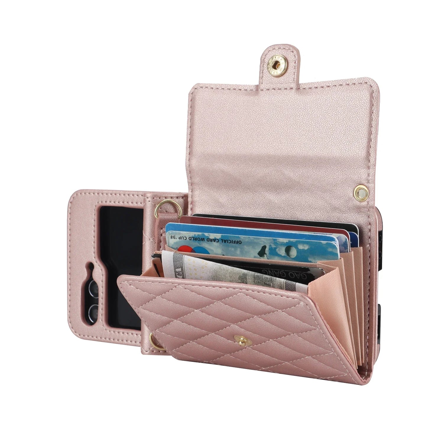 Crossbody Leather Case for Galaxy Z Flip 3-6