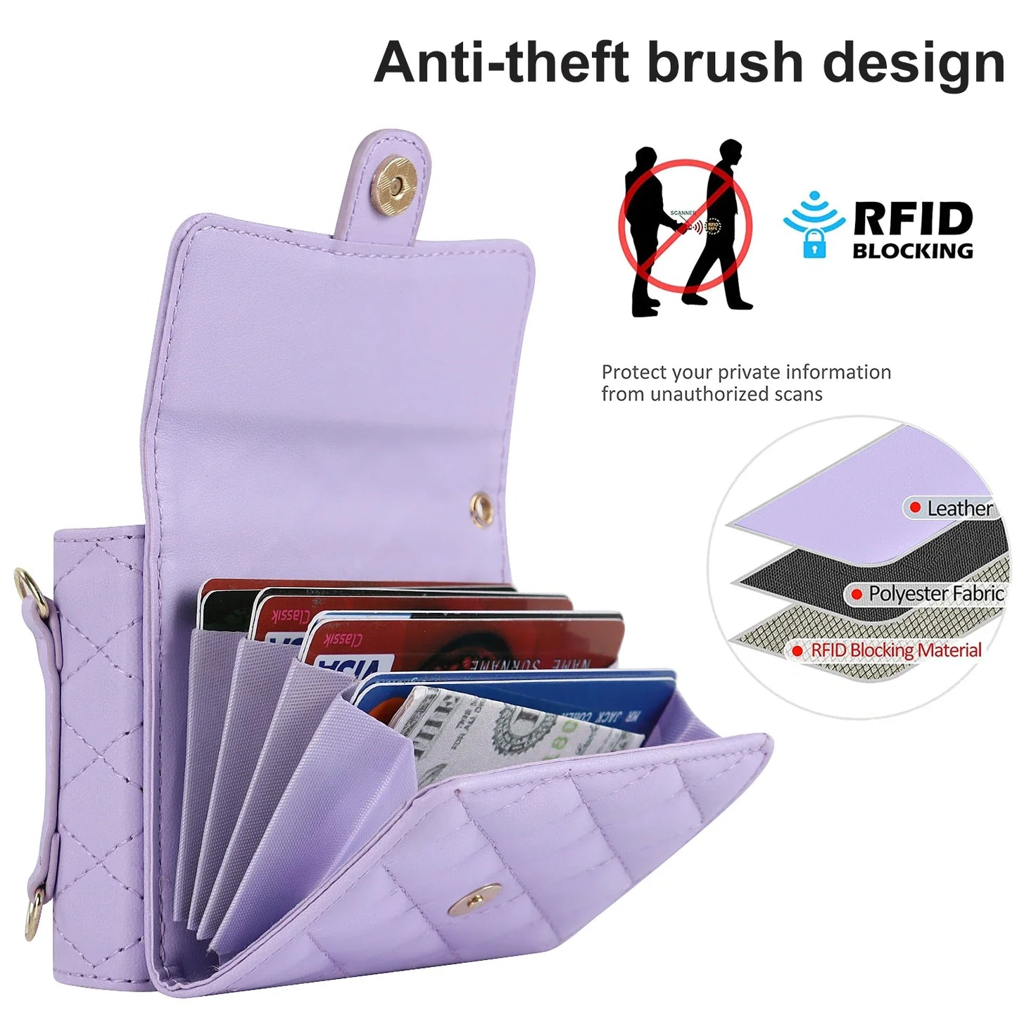 Crossbody Leather Case for Galaxy Z Flip 3-6