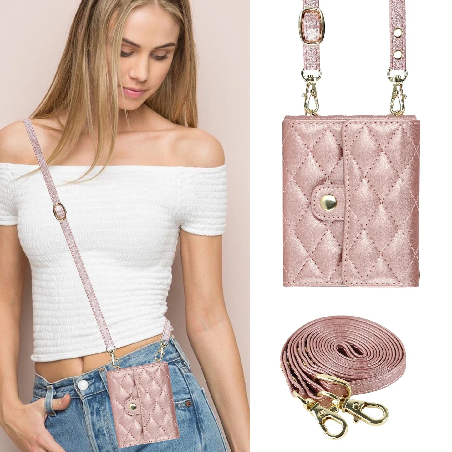 Crossbody Leather Case for Galaxy Z Flip 3-6