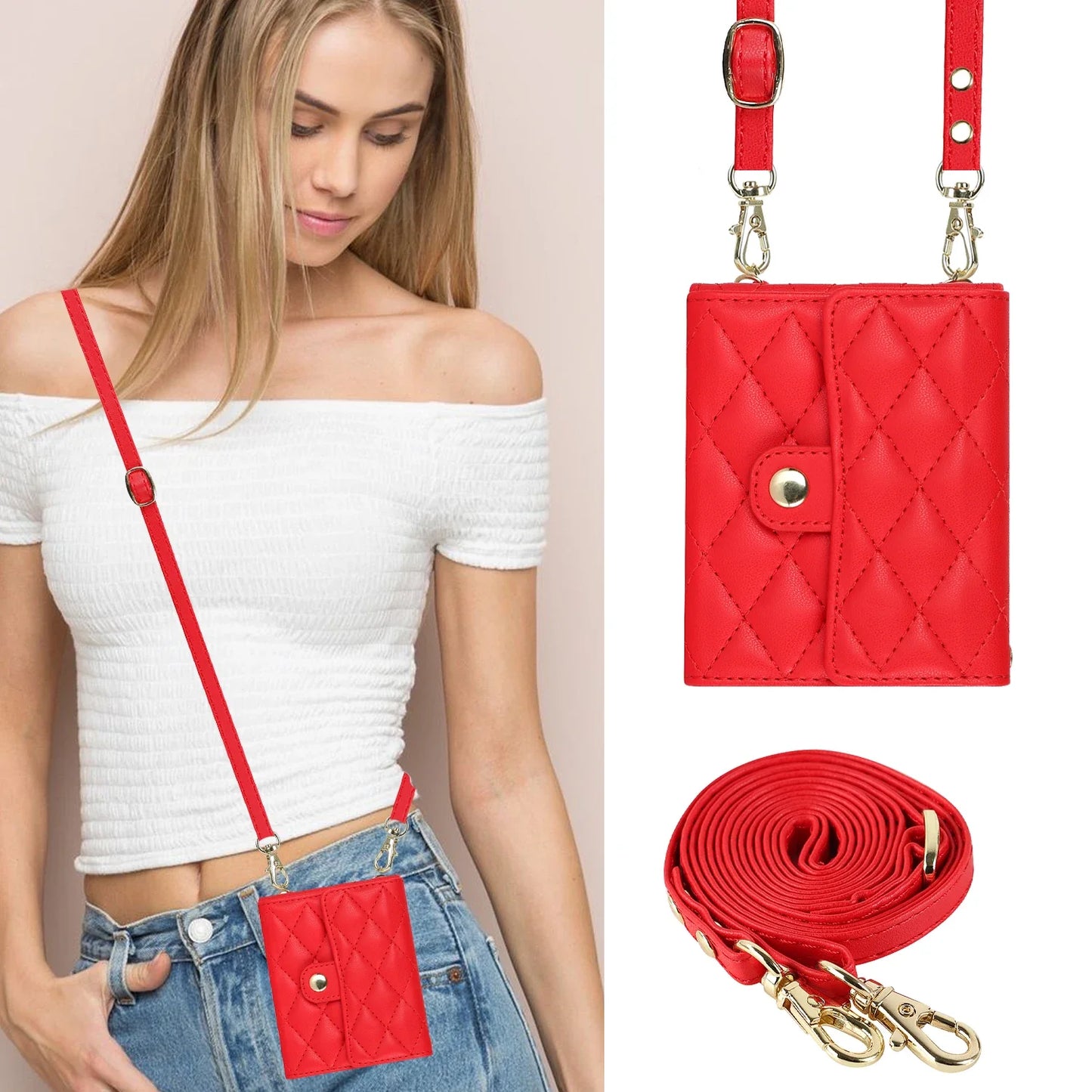 Crossbody Leather Case for Galaxy Z Flip 3-6
