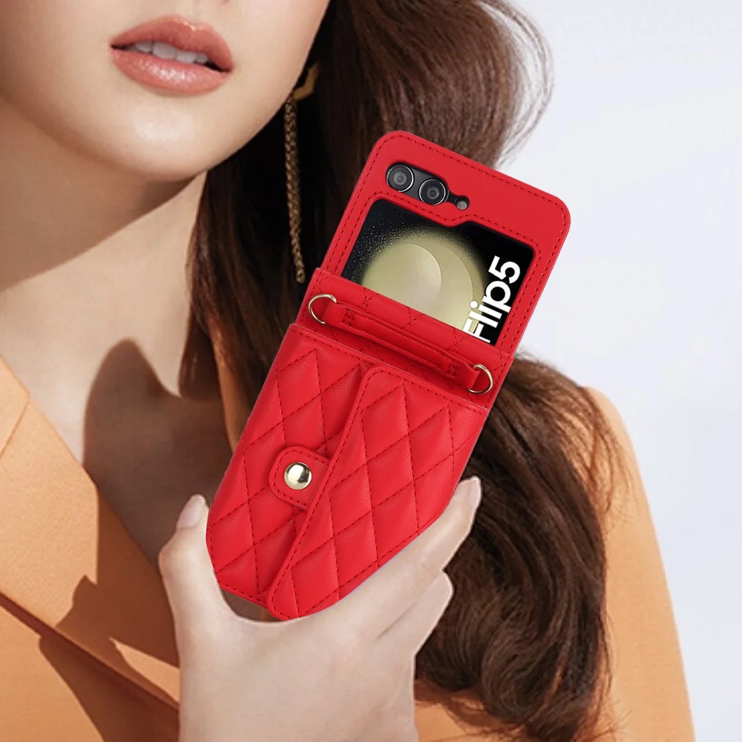 Crossbody Leather Case for Galaxy Z Flip 3-6