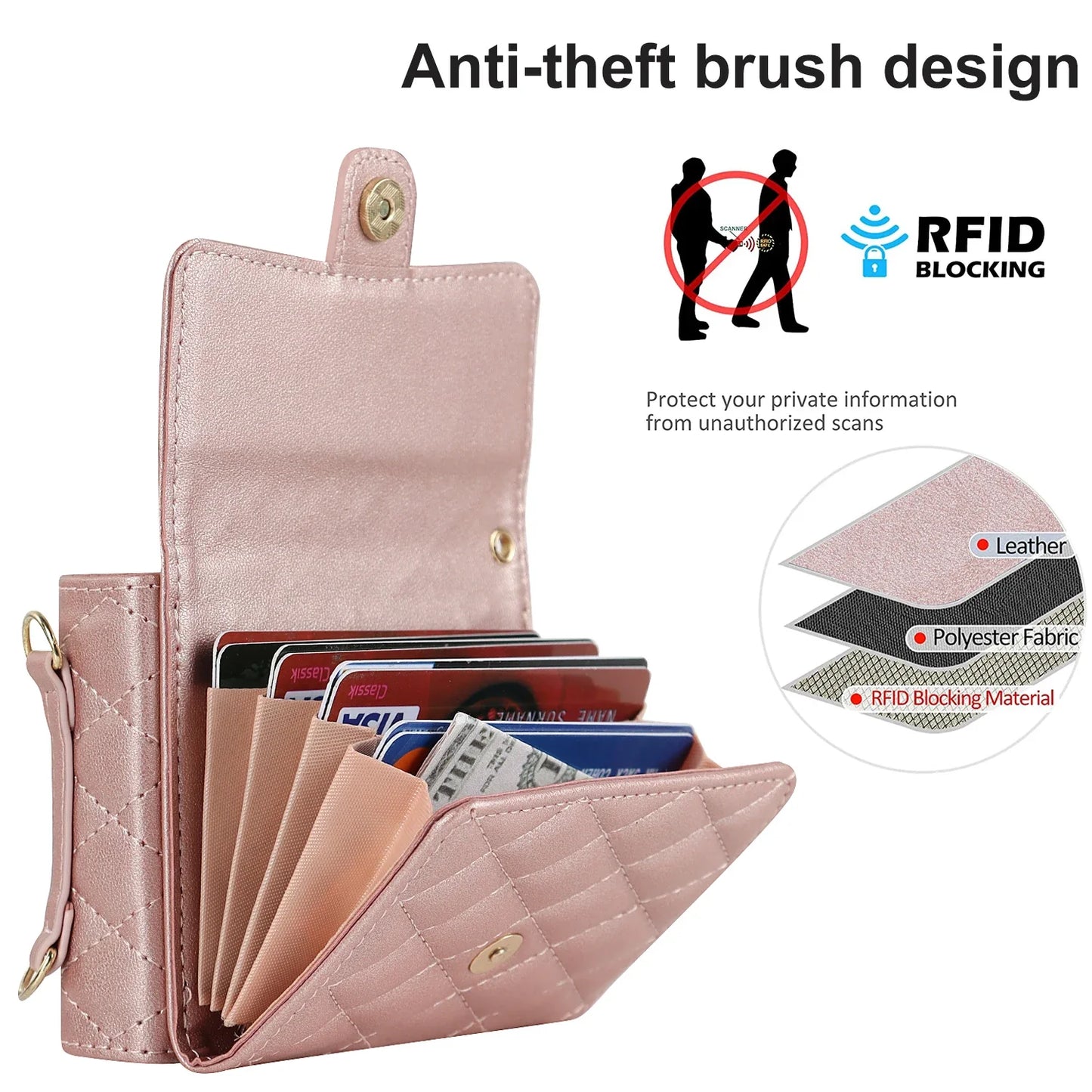 Crossbody Leather Case for Galaxy Z Flip 3-6