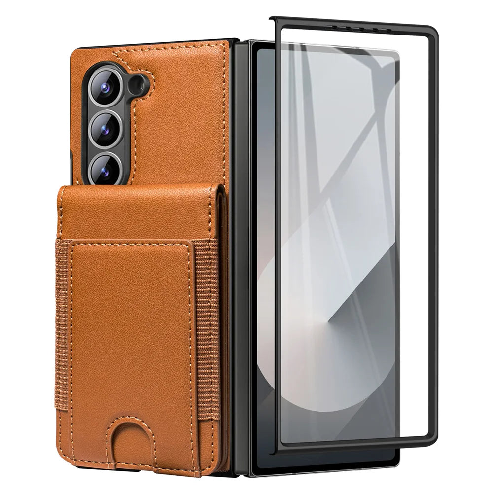 FoldLux Wallet – Leather Folio Case with Built-in Screen Protector for Z Fold Series