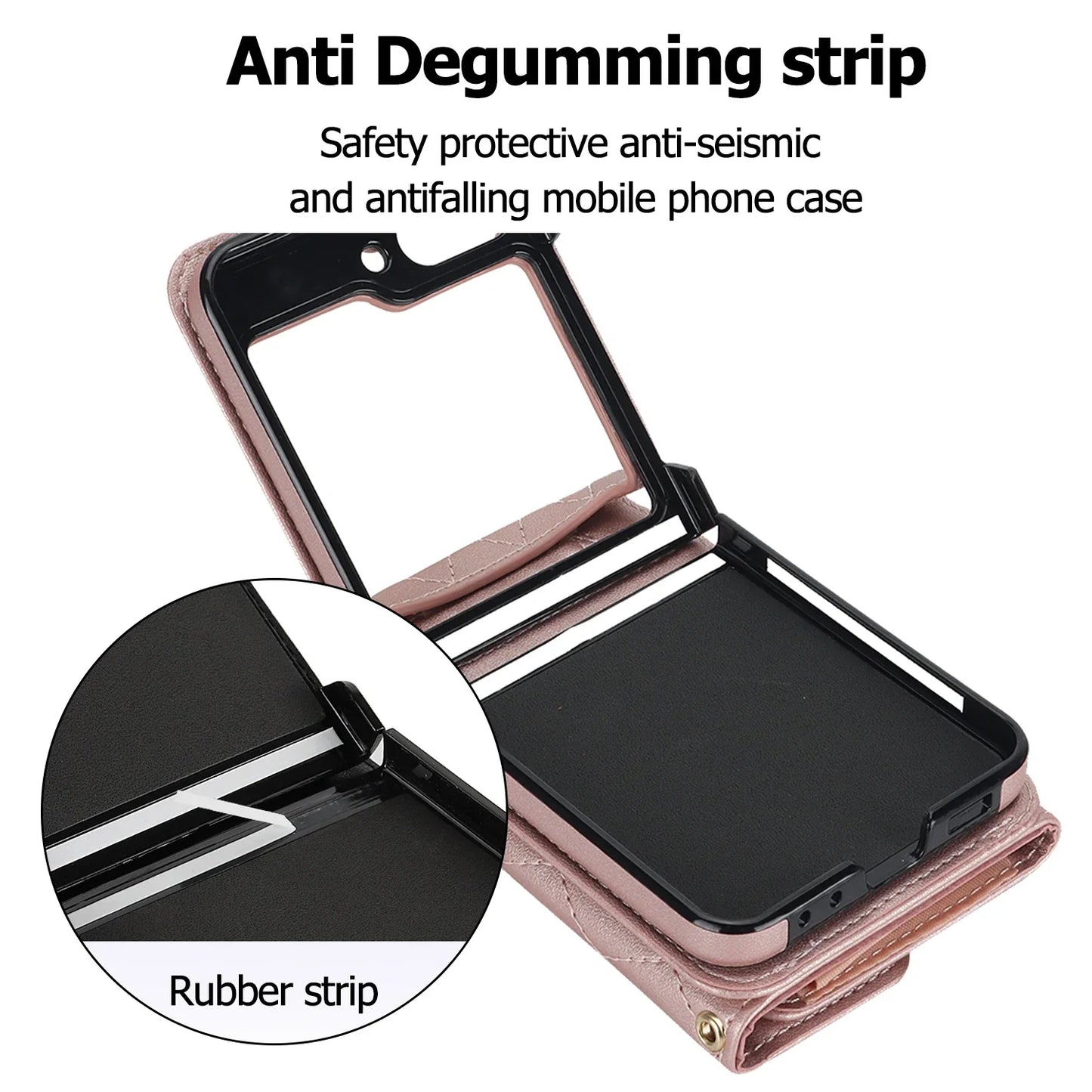 Crossbody Leather Case for Galaxy Z Flip 3-6
