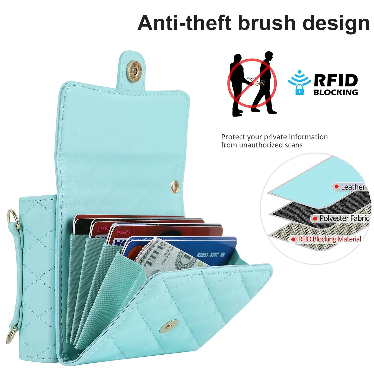 Crossbody Leather Case for Galaxy Z Flip 3-6