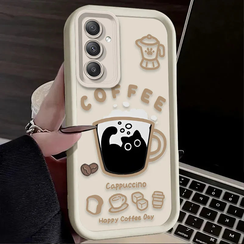 PurrLatte Case – Cute Coffee Cat Protective Cover for Samsung Galaxy S Series