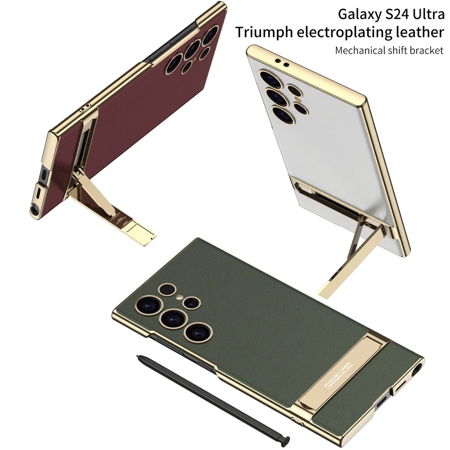 Luxury Shockproof Leather S24 Ultra Case with Bracket - Odin case