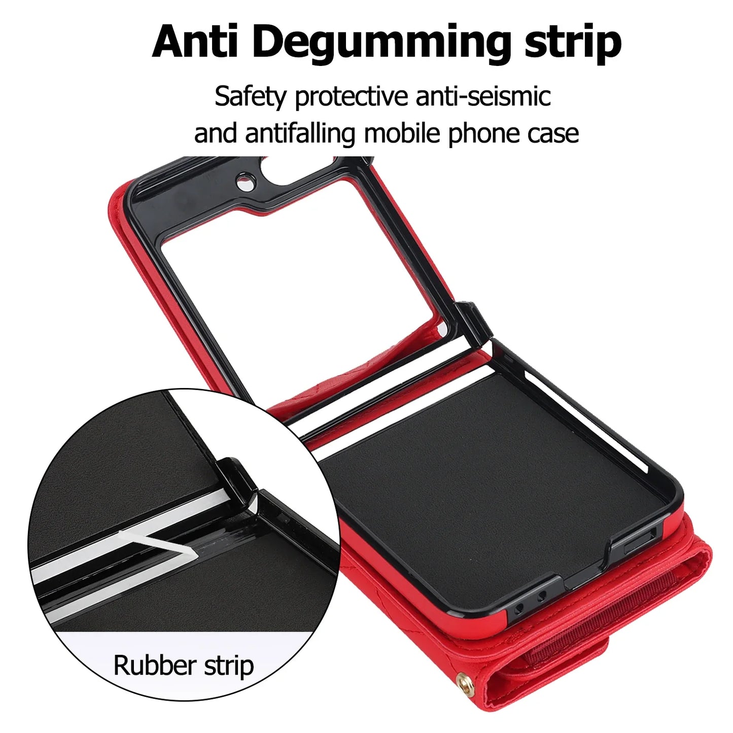Crossbody Leather Case for Galaxy Z Flip 3-6