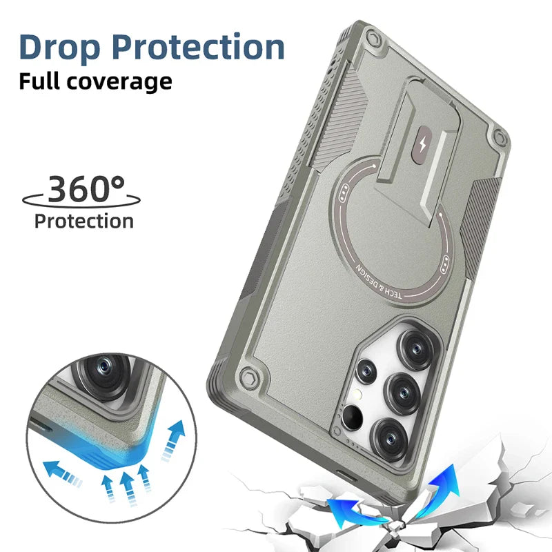 Samsung Galaxy S25 Ultra MagSafe Armor Case with Built-In Stand
