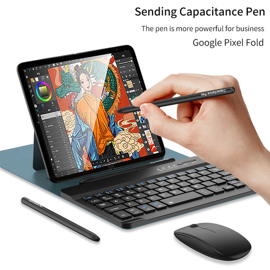 3 in 1 Wireless Keyboard, Leather Flip Stand & Mouse For Google Pixel Fold - Odin case