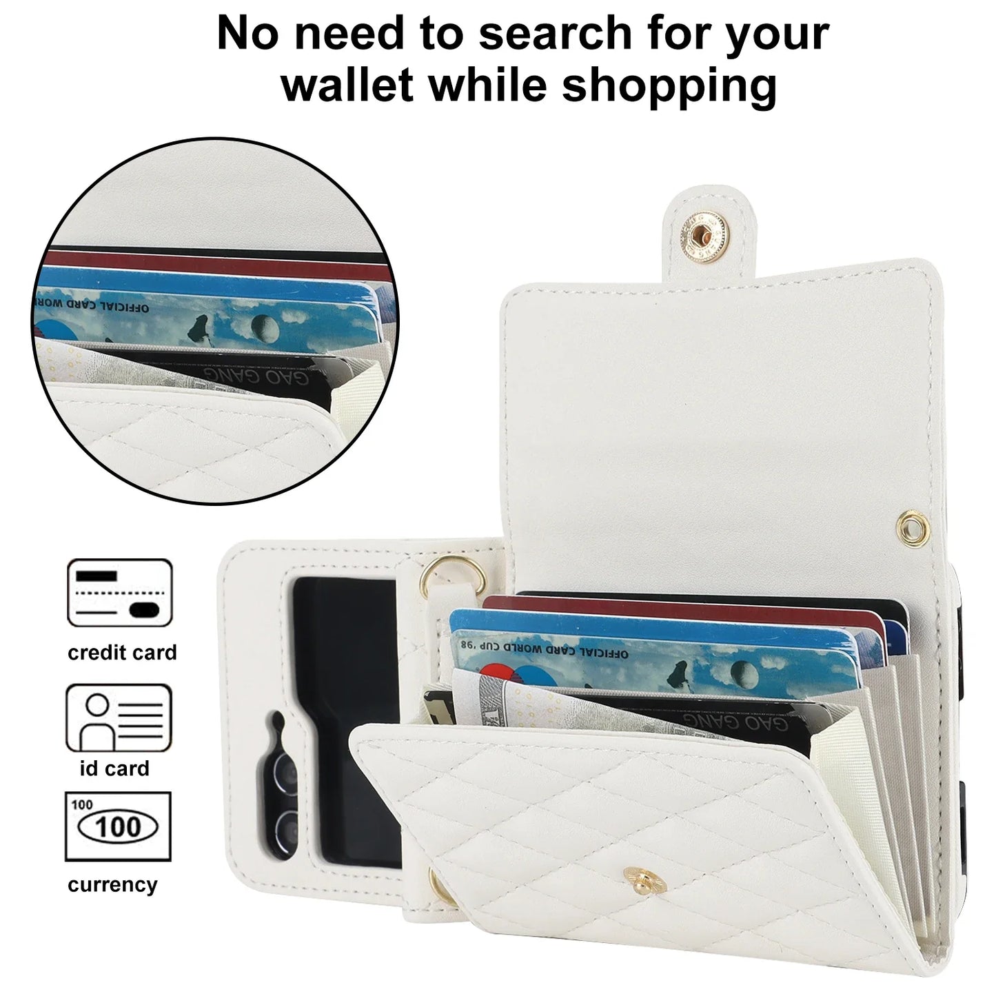Crossbody Leather Case for Galaxy Z Flip 3-6