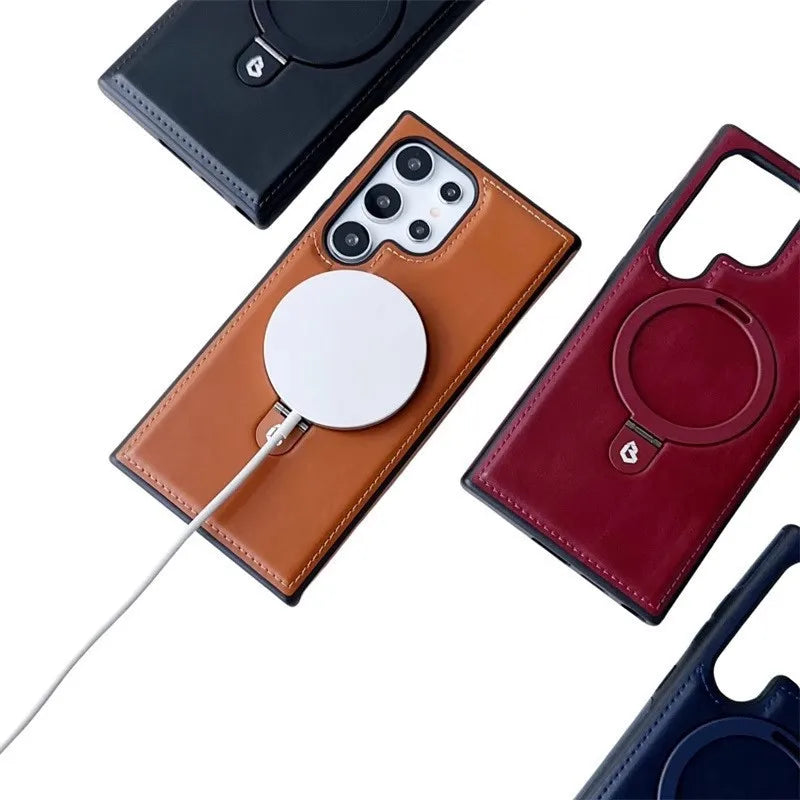 Luxury PU Leather Magnetic Stand Case for Samsung Galaxy S Series