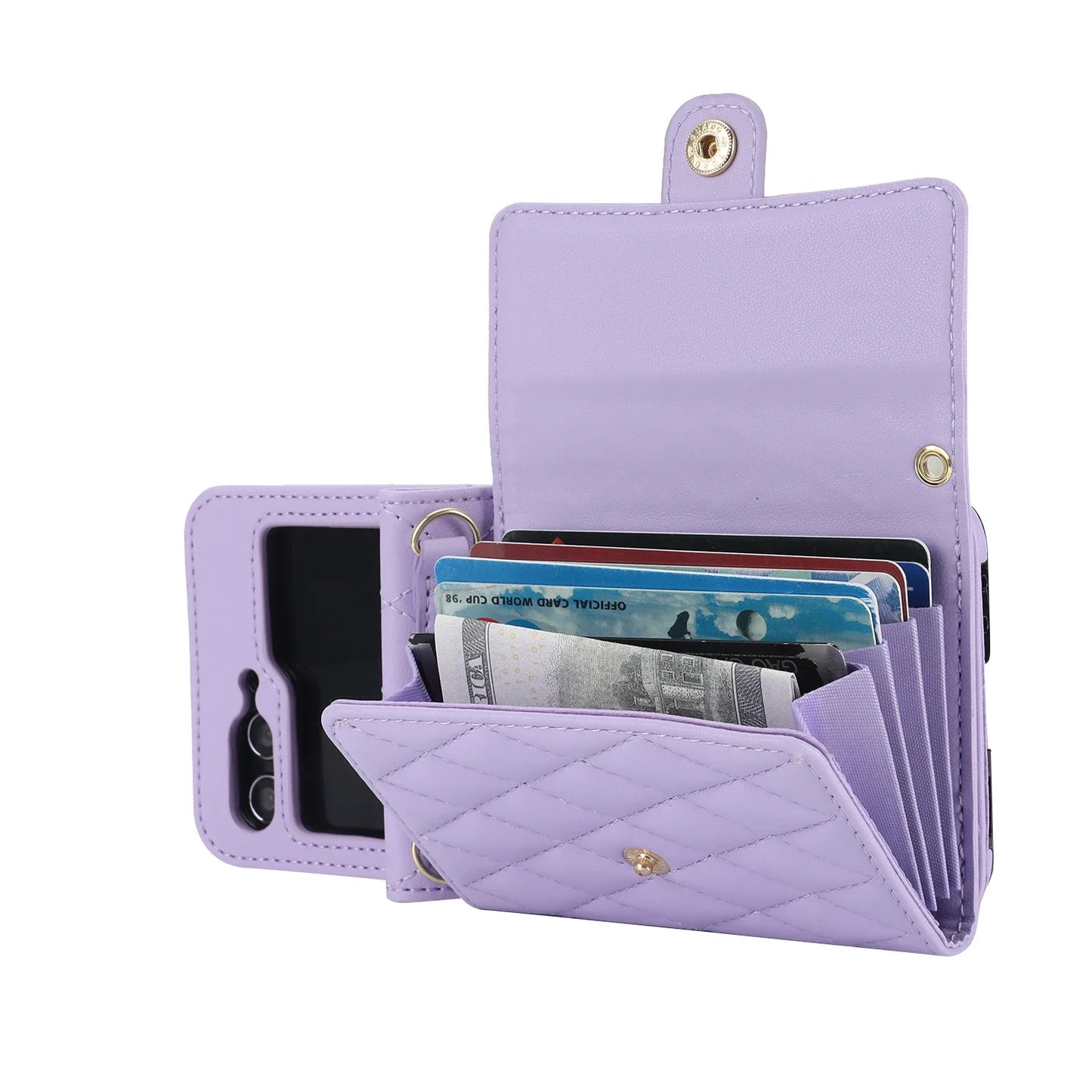 Crossbody Leather Case for Galaxy Z Flip 3-6