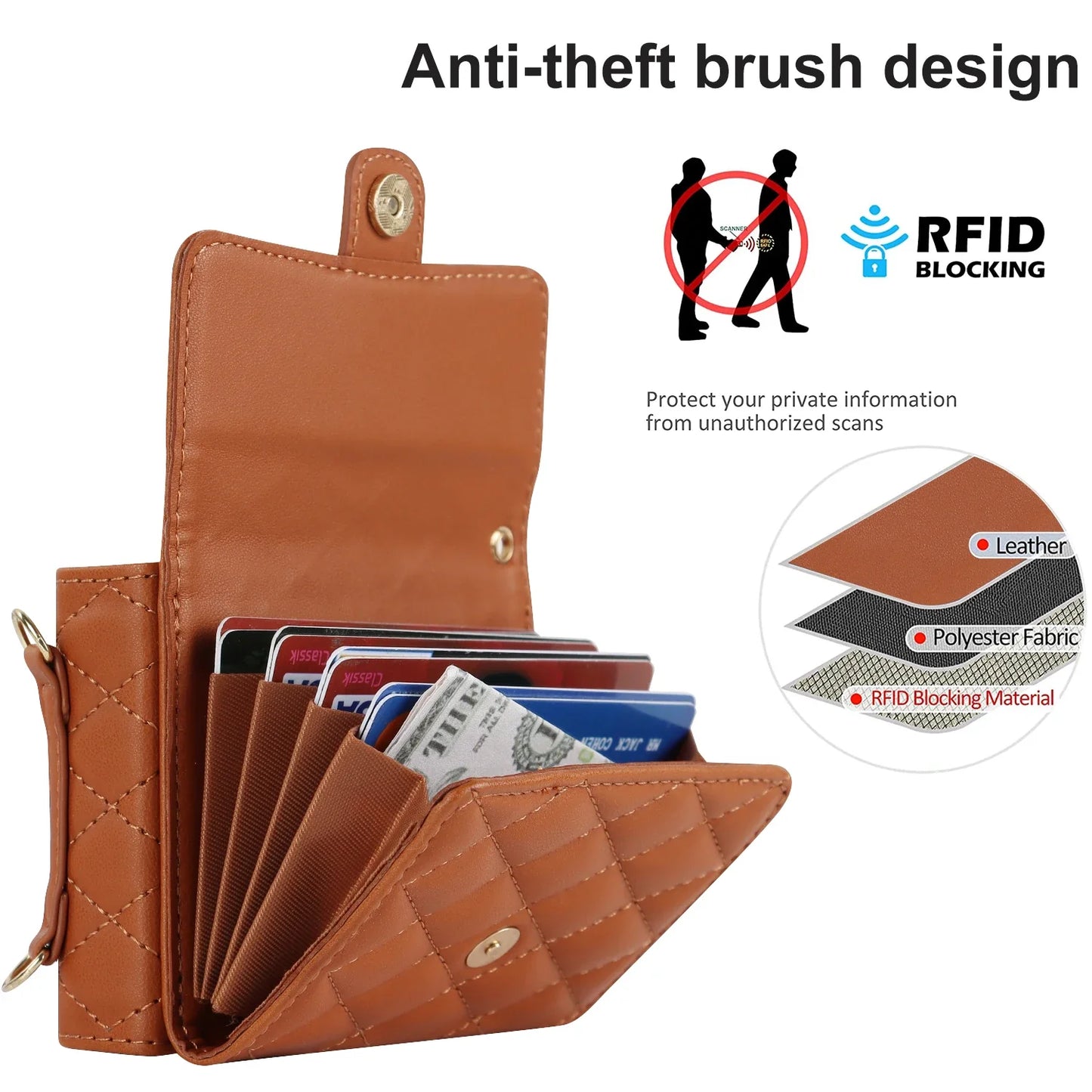 Crossbody Leather Case for Galaxy Z Flip 3-6