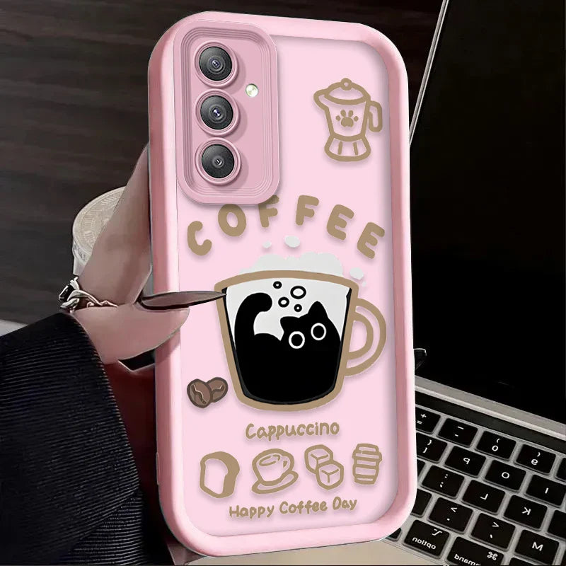 PurrLatte Case – Cute Coffee Cat Protective Cover for Samsung Galaxy S Series