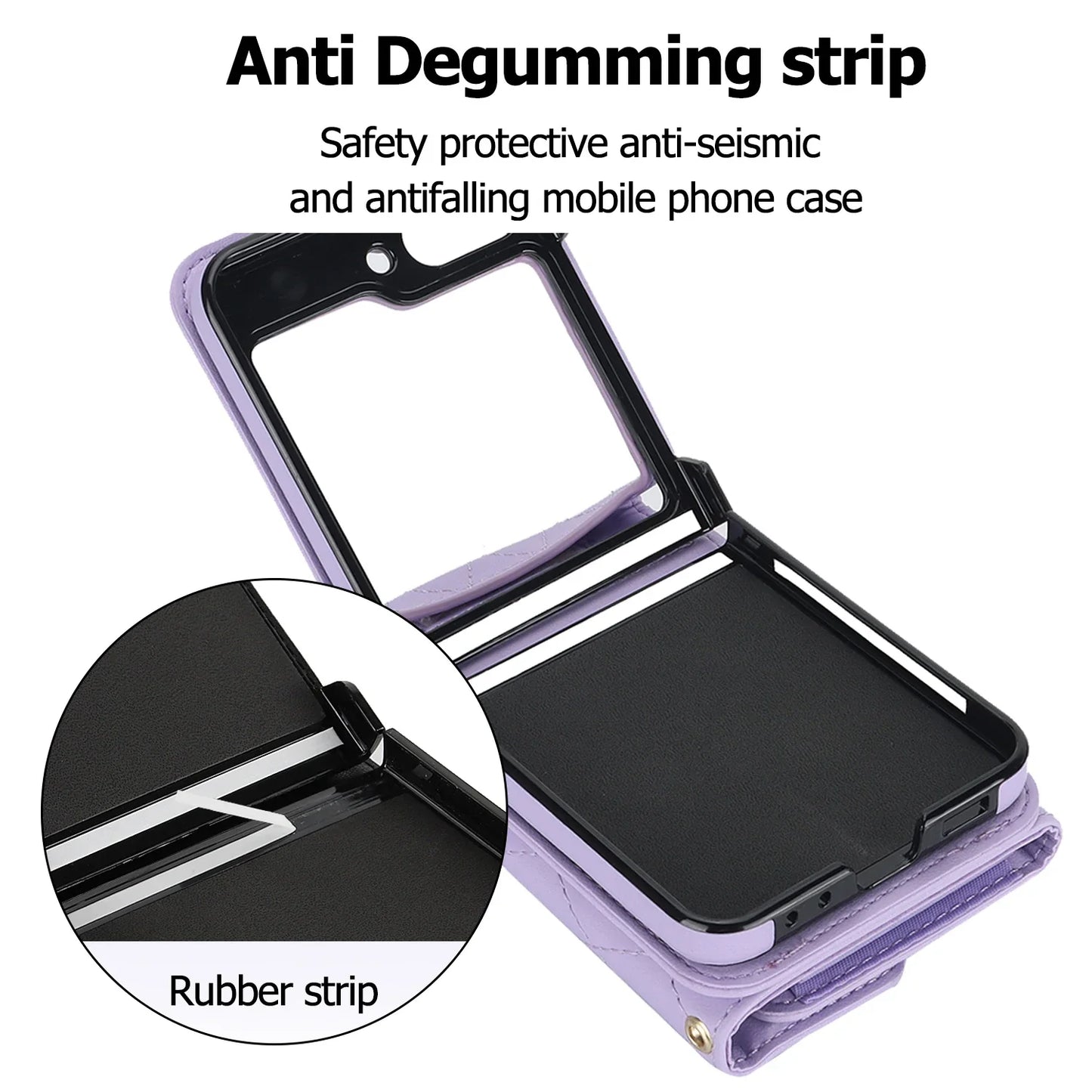 Crossbody Leather Case for Galaxy Z Flip 3-6