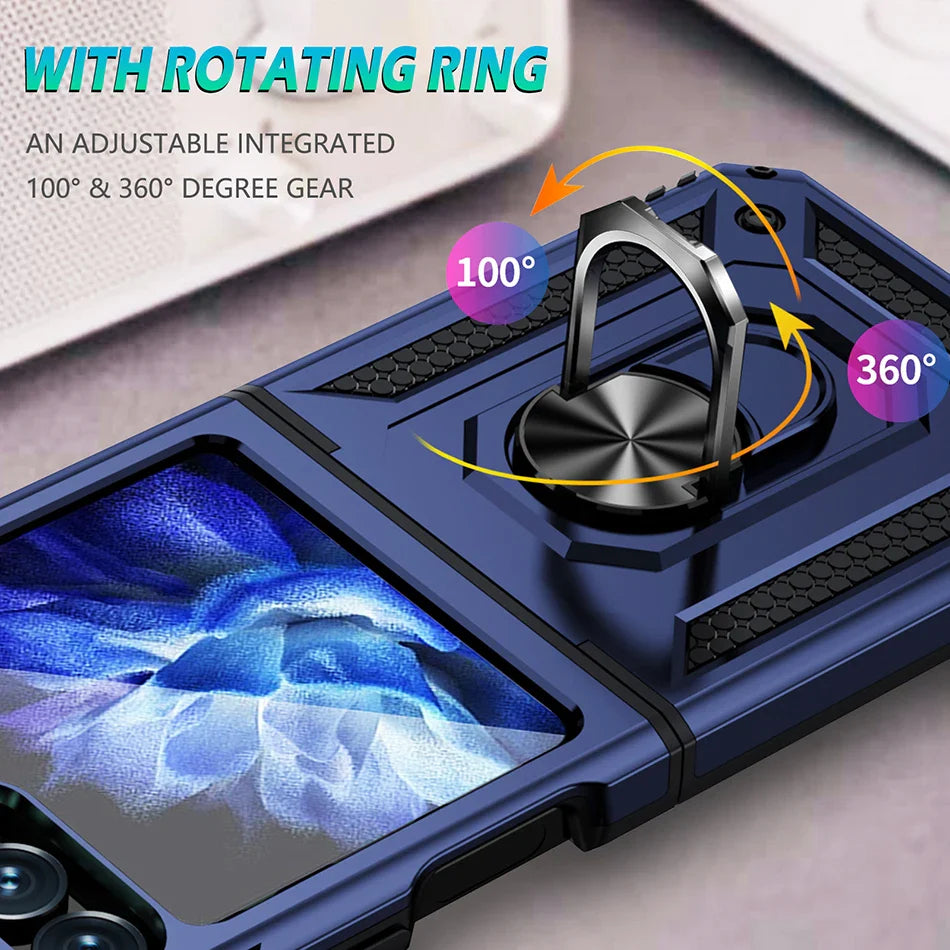 Shockproof Case with Slide Lens & Rotating Ring for Galaxy Z Flip 6