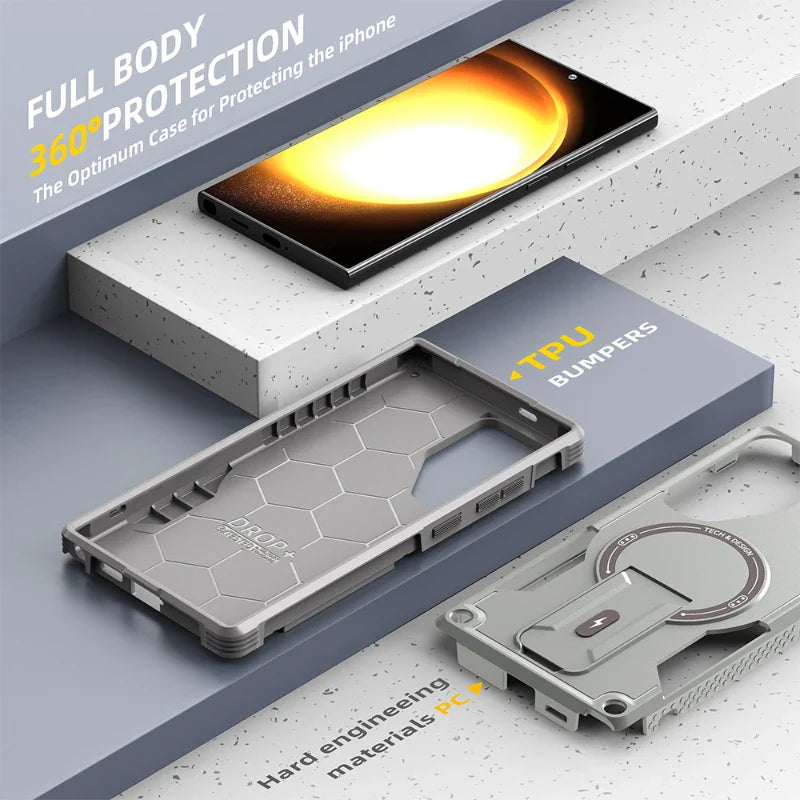 Samsung Galaxy S25 Ultra MagSafe Armor Case with Built-In Stand