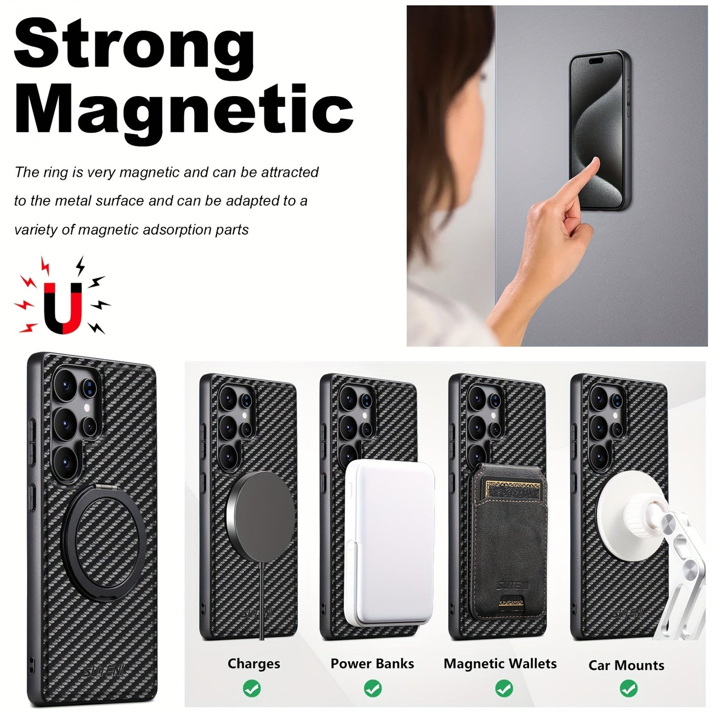 MagSafe-Ready Carbon Fiber Leather Case For Galaxy S Series