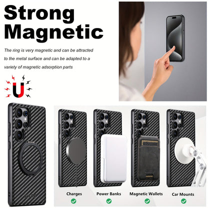MagSafe-Ready Carbon Fiber Leather Case For Galaxy S Series