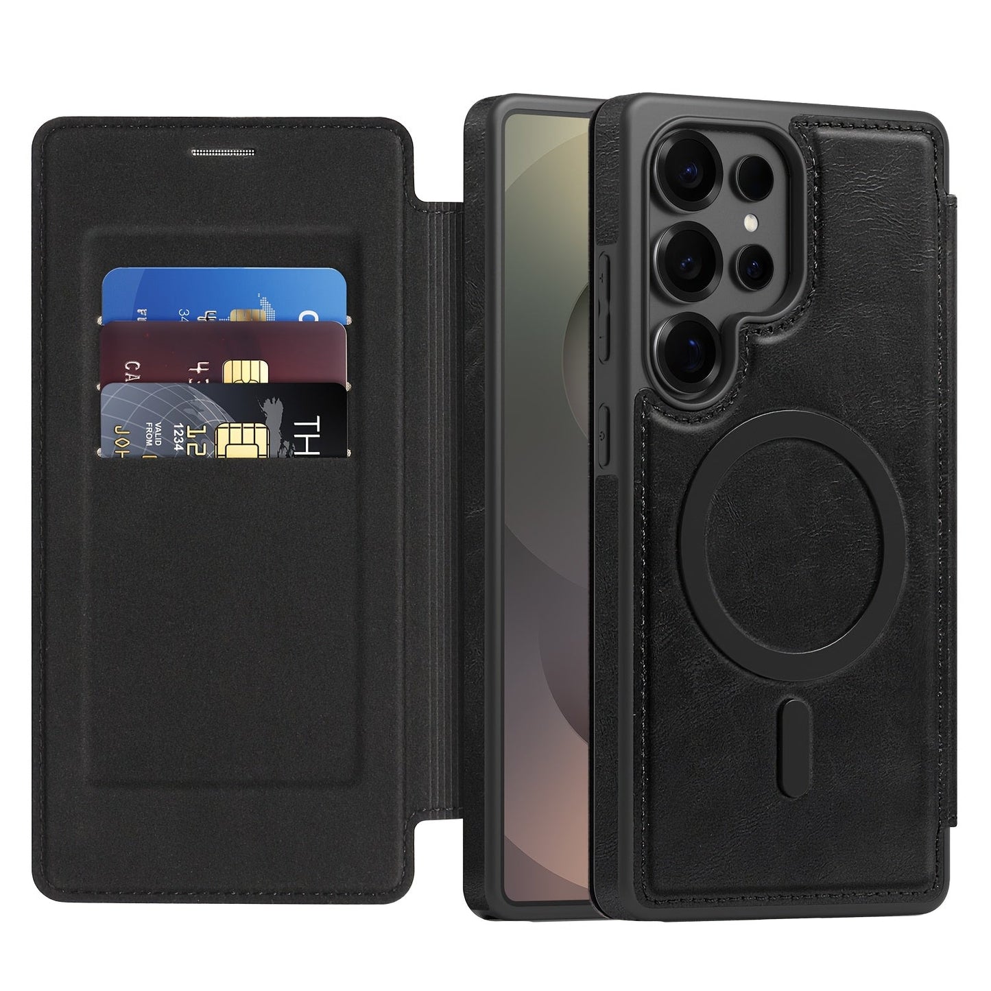 Magnetic Flip Card Holder Case for Galaxy S Series