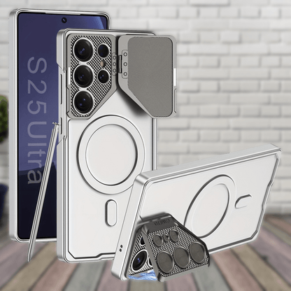 Magnetic Lens Cover Stand Case for Samsung Galaxy S25 Ultra
