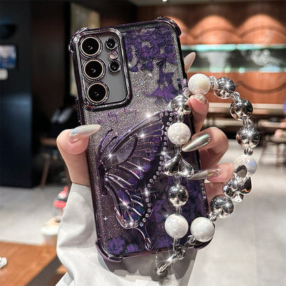 LuxeFloat – Quicksand Glitter Butterfly Case with Bracelet for Galaxy S Series