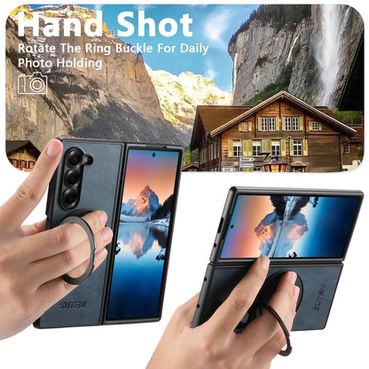 ZFold MagRing – Magnetic Leather Case with Stand & Grip Ring