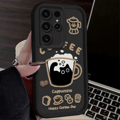 PurrLatte Case – Cute Coffee Cat Protective Cover for Samsung Galaxy S Series