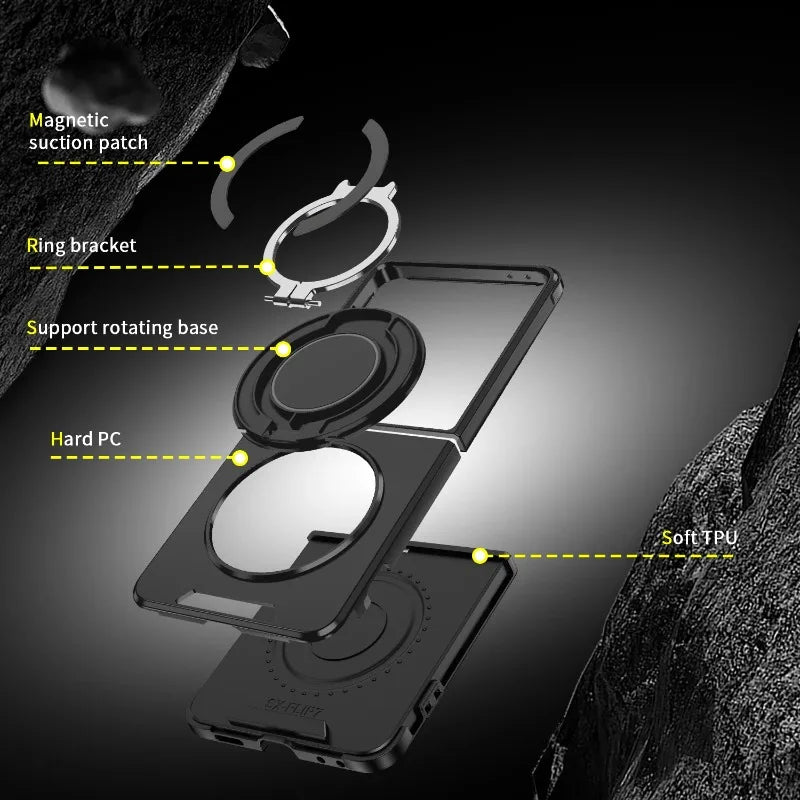 Rugged Magnetic Ring Case with MagSafe for Galaxy Z Flip 5/6/7