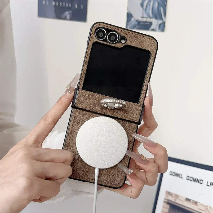 Elegant Leather Stand Case for Z Flip Series