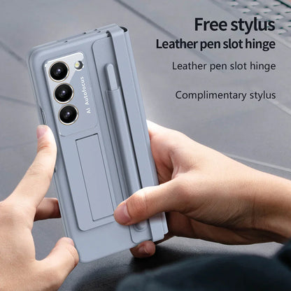 Leather Case with Stand and S-Pen Holder For Samsung Z Fold 6