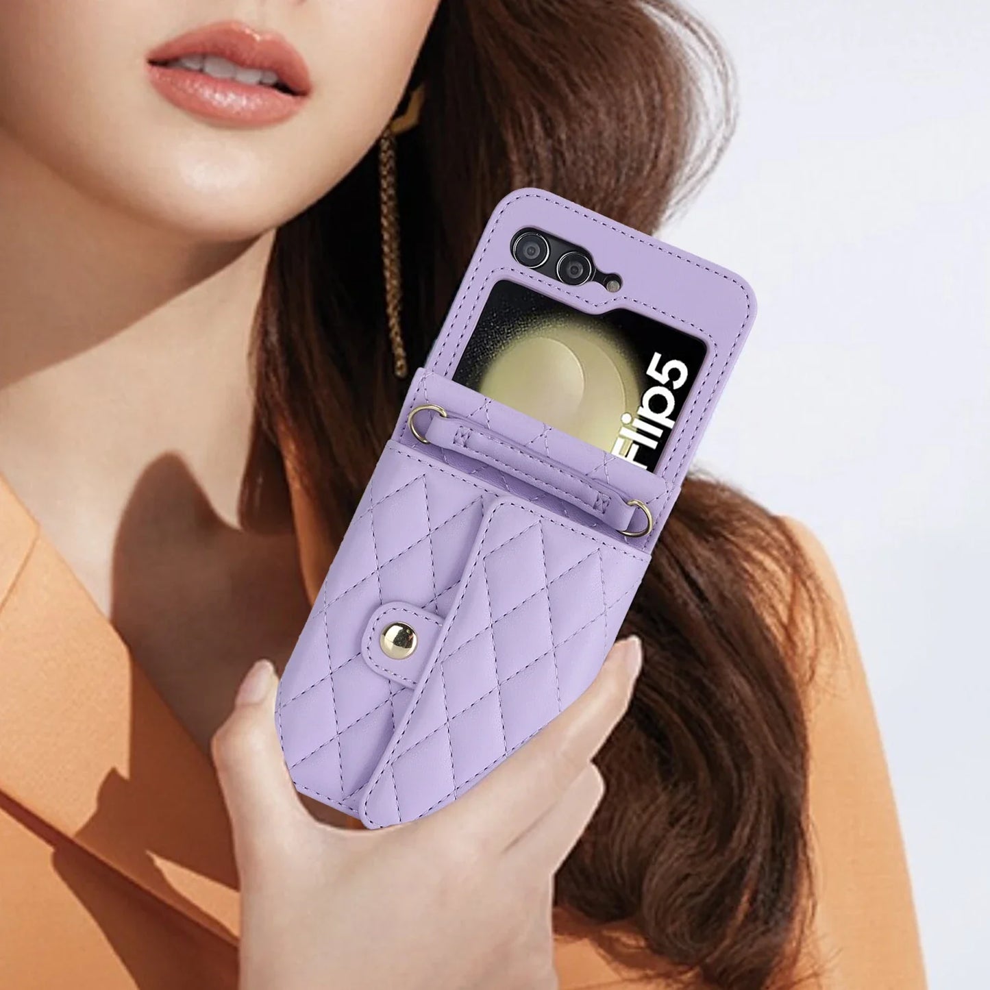 Crossbody Leather Case for Galaxy Z Flip 3-6