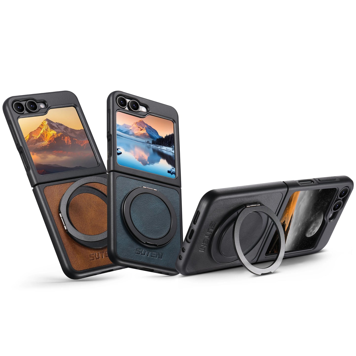 Leather MagSafe Ring Stand Case for Z Flip Series