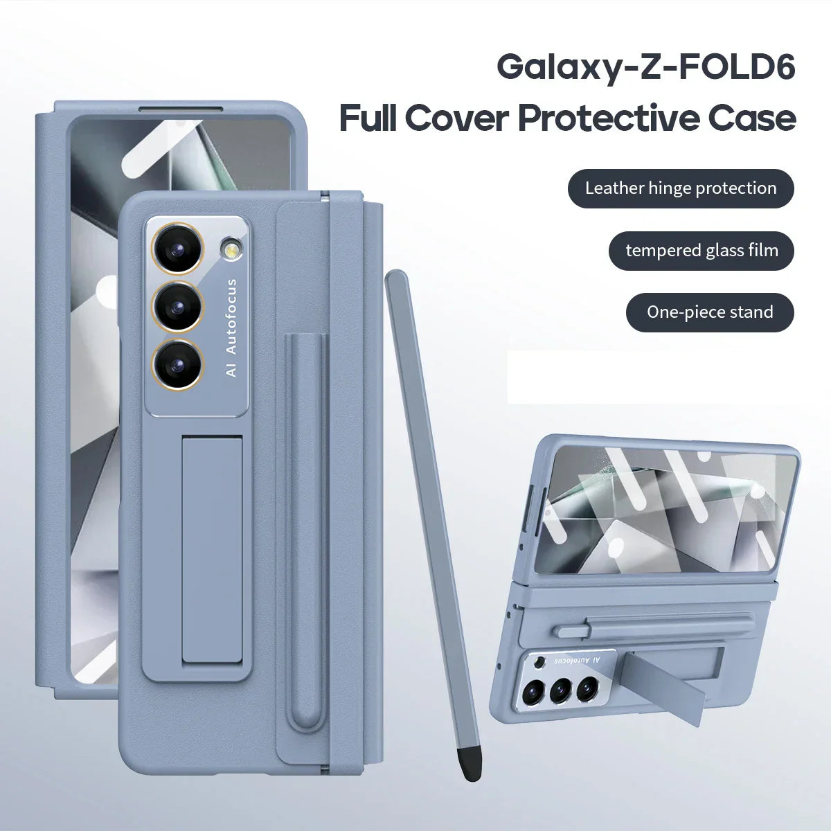 Leather Case with Stand and S-Pen Holder For Samsung Z Fold 6