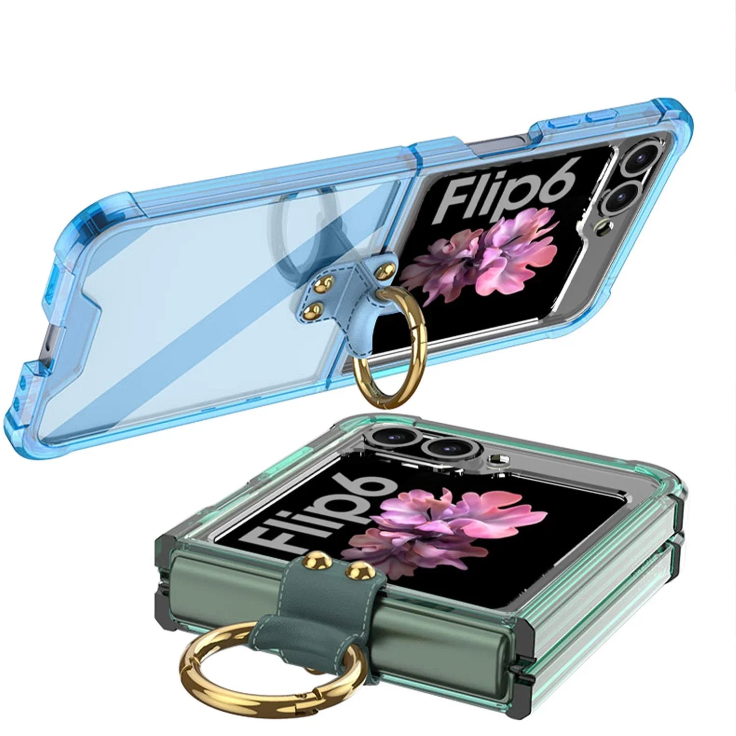 Transparent Shockproof Case with Ring Holder for Samsung Z Flip 6