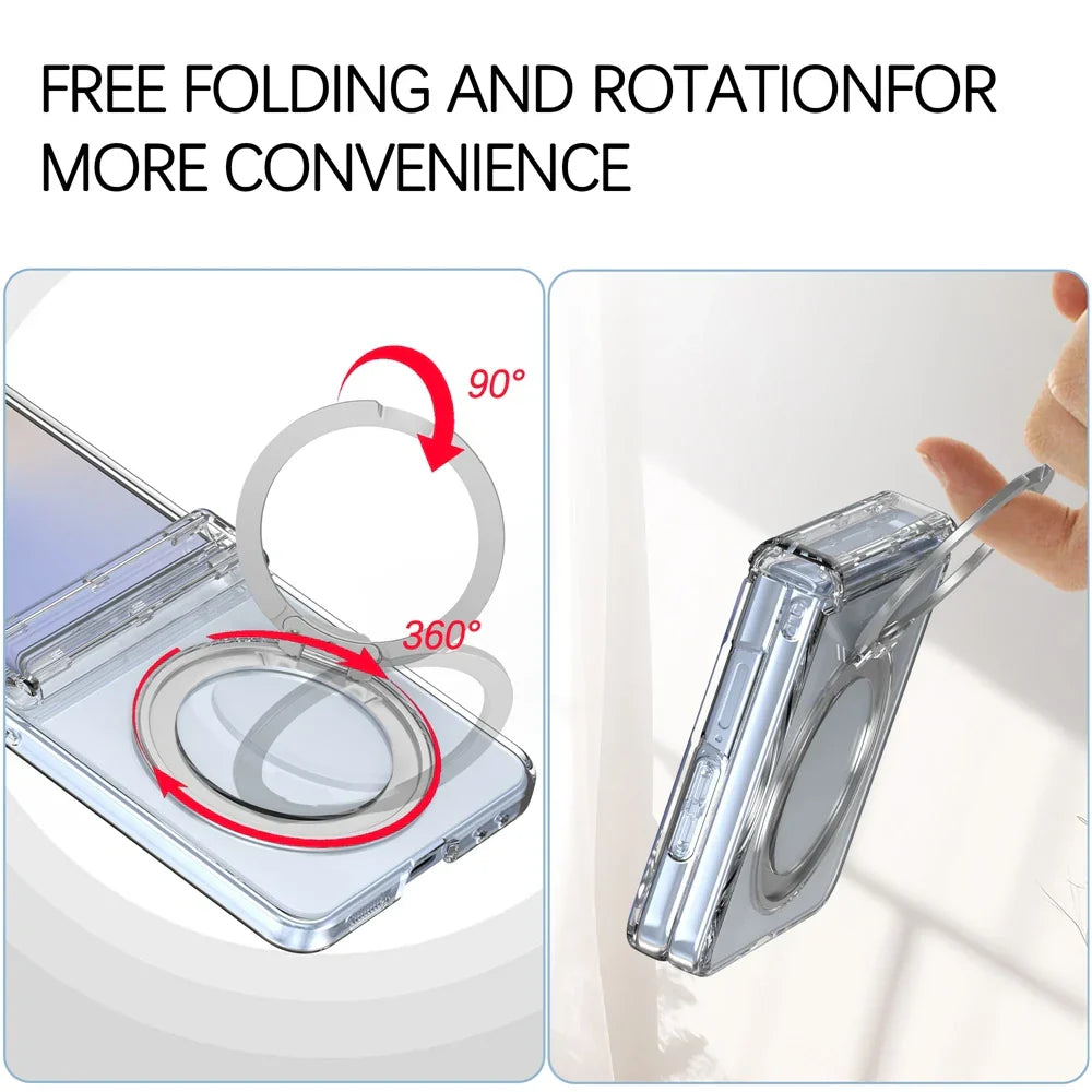 Clear MagSafe Ring Kickstand Cover for Z Flip Series