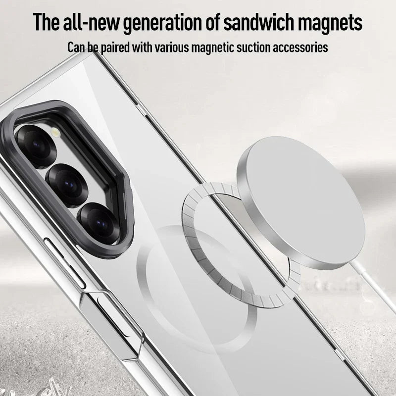 Crystal Clear Magnetic Case with Kickstand for Galaxy Z Fold 6