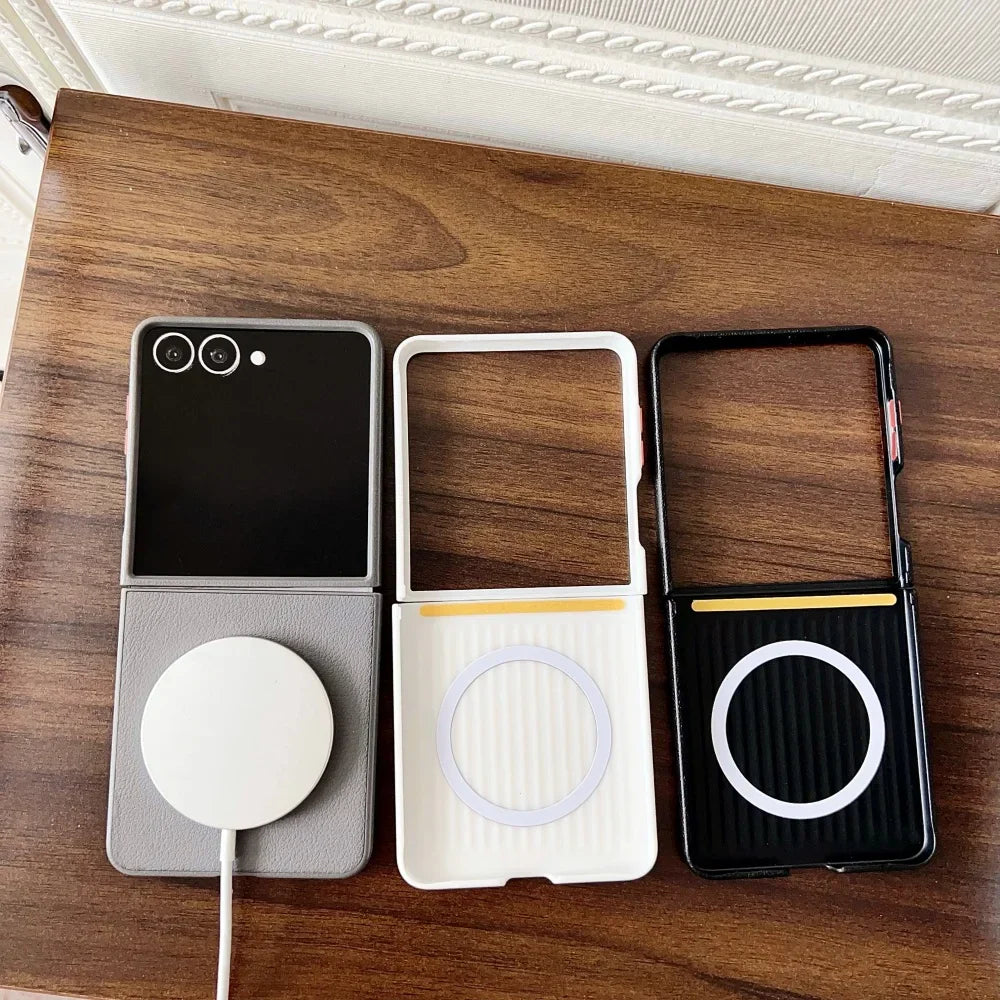 Elegant Leather MagSafe Case for Galaxy Z Flip 5/6/7