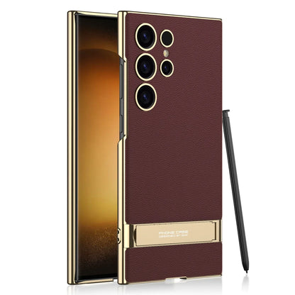 Luxury Shockproof Leather S24 Ultra Case with Bracket - Odin case