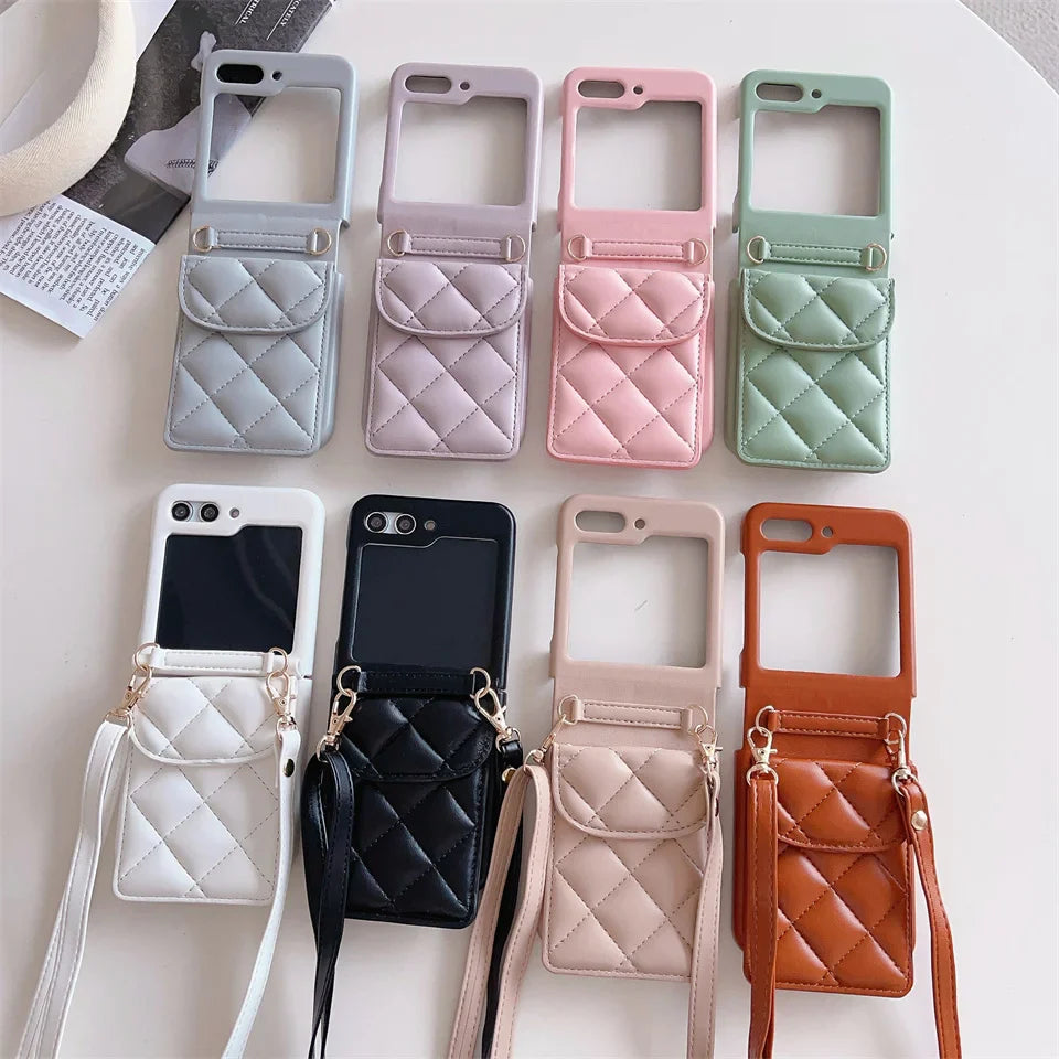 Leather Wallet Case with Lanyard for Samsung Galaxy Z Flip 5